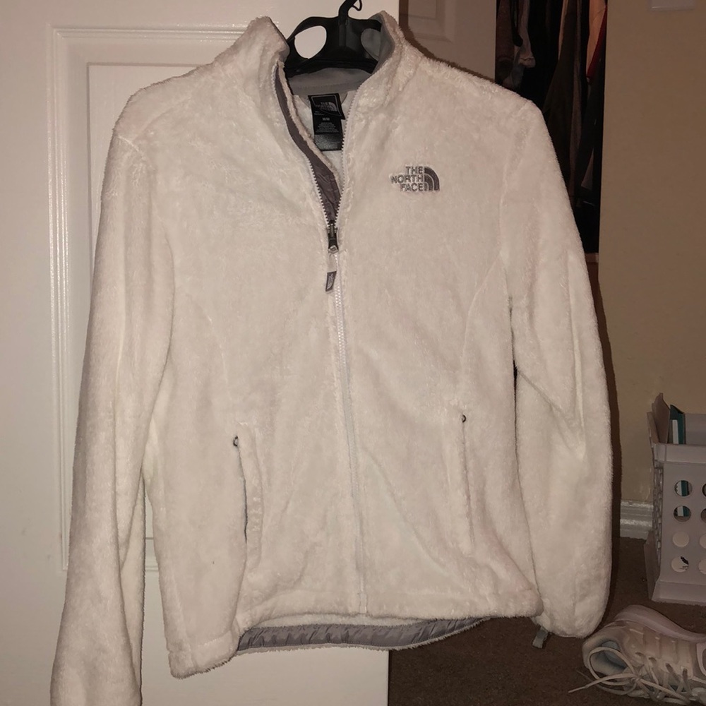 North Face Womens White Fuzzy Jacket